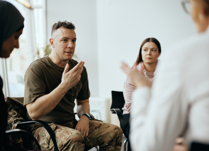 Veteran getting help from mental health group support